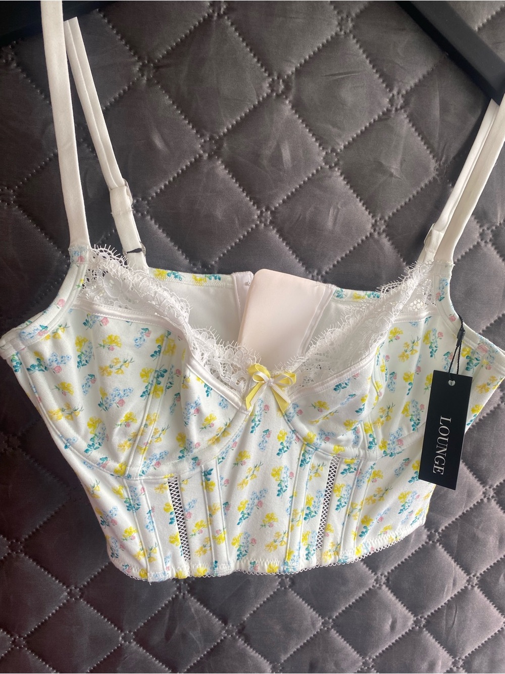 NWT Lounge Underwear "Homegrown" Floral Underwired Bustier Top 32C